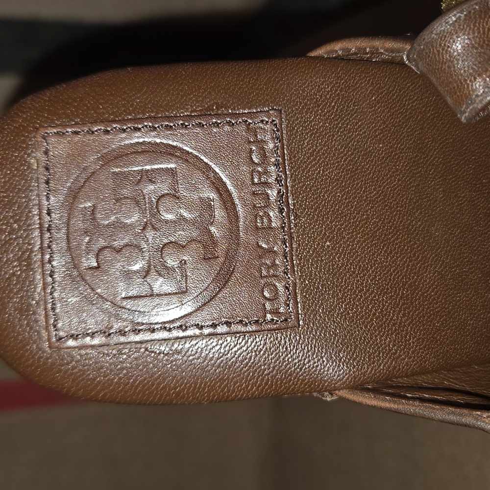 Tory Burch Brown Leather Clogs Sz 10 - Picture 6 of 9